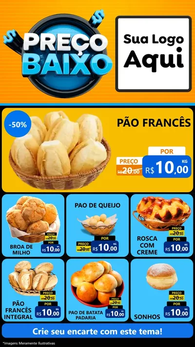 Modelo de Rede Social para Stories com o tema Preço Baixo para Padaria