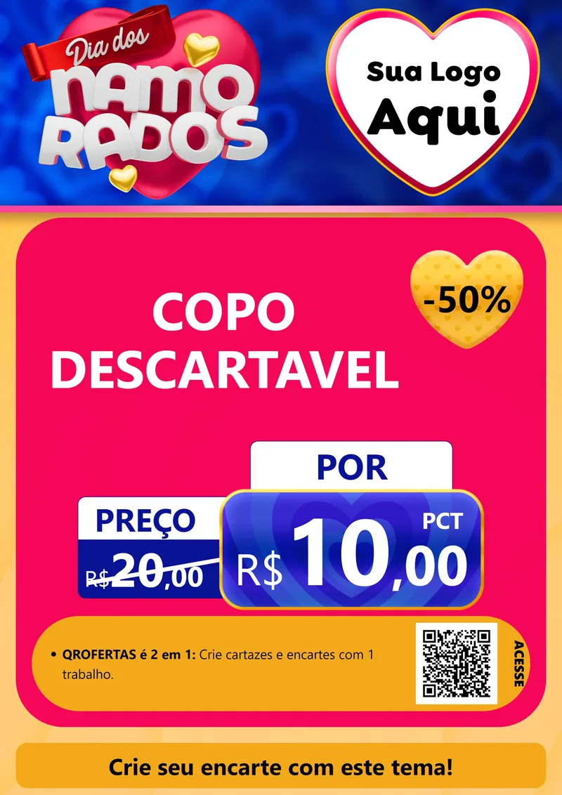 Modelo de Cartaz para Cartaz A4 Vertical com o tema Dia dos namorados para Embalagens