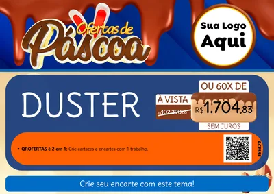 Modelo de Cartaz para Cartaz A4 Horizontal com o tema Ofertas de Páscoa para Concessionaria de Carros