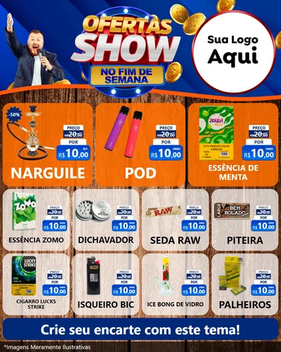 Modelo de Rede Social para Feed Instagram com o tema Ofertas Show No Fim De Semana para Tabacaria