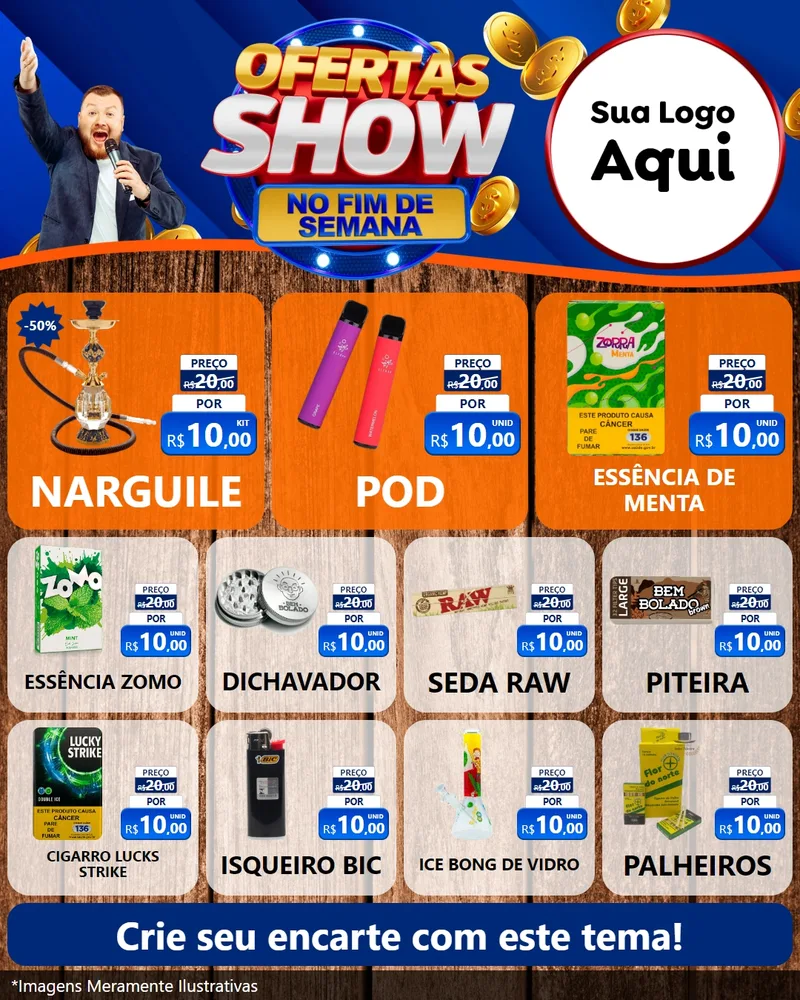 Modelo de Rede Social para Feed Instagram com o tema Ofertas Show No Fim De Semana para Tabacaria