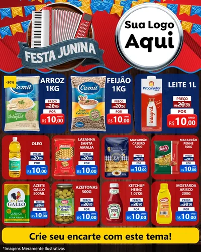 Modelo de Rede Social para Feed Instagram com o tema Festa Junina para Supermercado