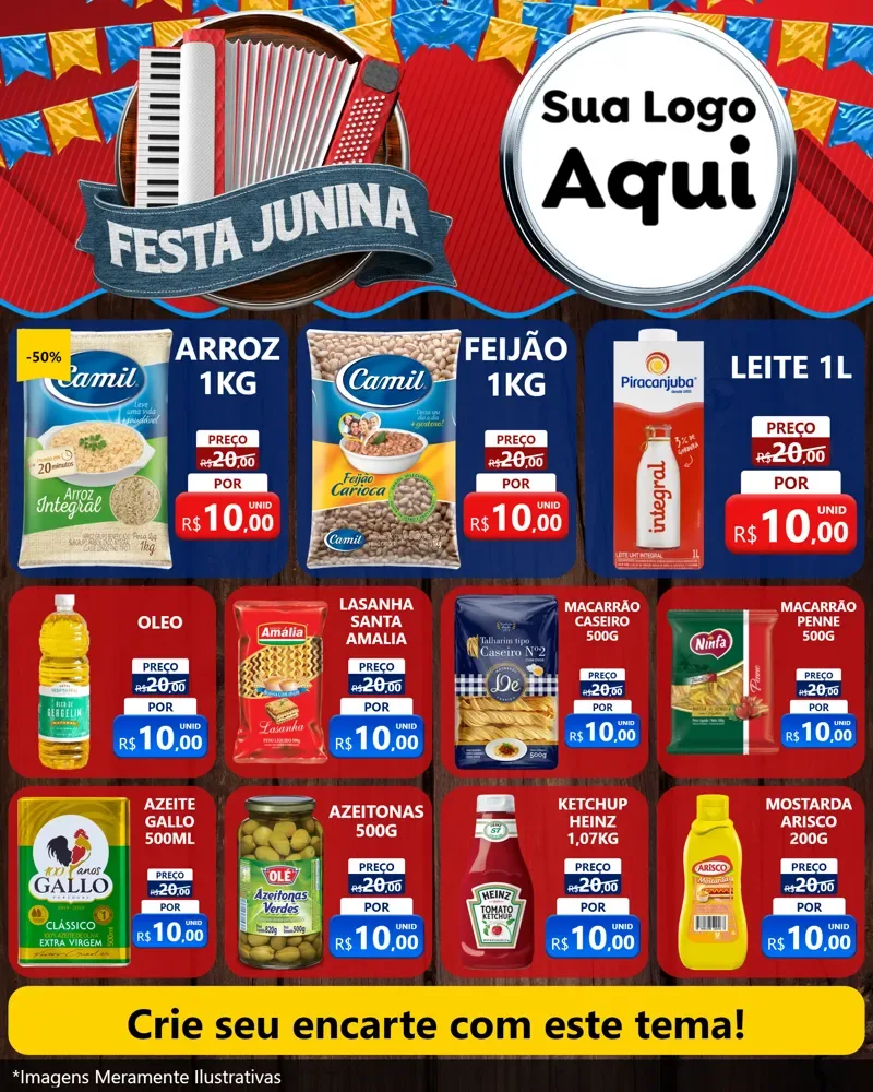Modelo de Rede Social para Feed Instagram com o tema Festa Junina para Supermercado