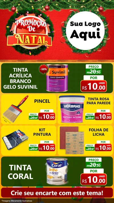 Modelo de TV para TV Vertical com o tema Promoção de Natal para Tintas e Ferramentas