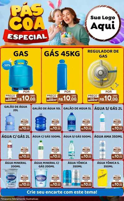 Modelo de Encarte para Encarte Grande com o tema Páscoa Especial para Água e gás