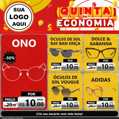Modelo de Rede Social para Feed Facebook com o tema Quinta da Economia para Óticas