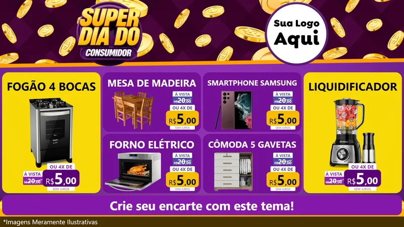 Modelo de TV para TV Horizontal com o tema Super Dia do Consumidor para Móveis e Eletro