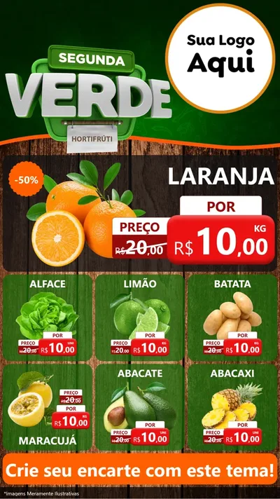 Modelo de Rede Social para Stories com o tema Segunda Verde para Hortifrúti