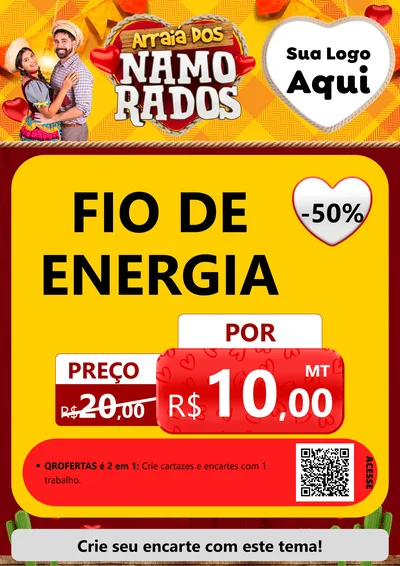 Modelo de Cartaz para Cartaz A4 Vertical com o tema Arraiá dos Namorados para Materiais Elétricos