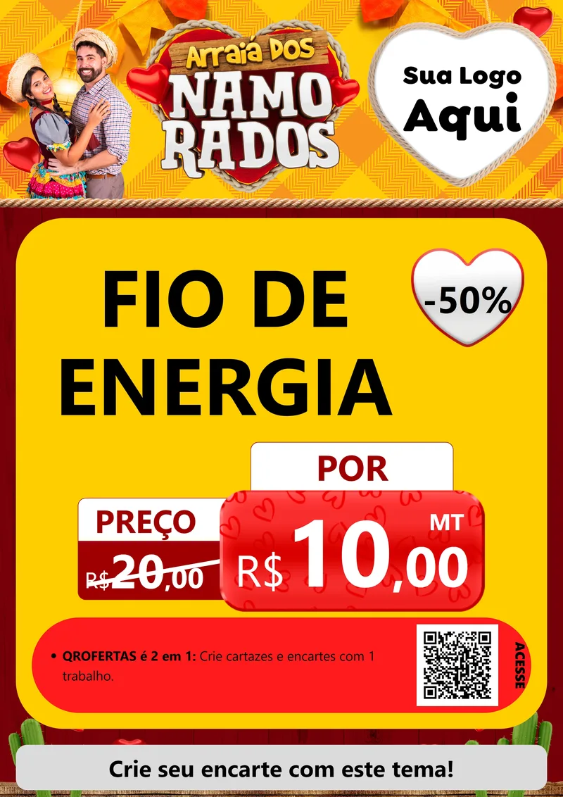 Modelo de Cartaz para Cartaz A4 Vertical com o tema Arraiá dos Namorados para Materiais Elétricos
