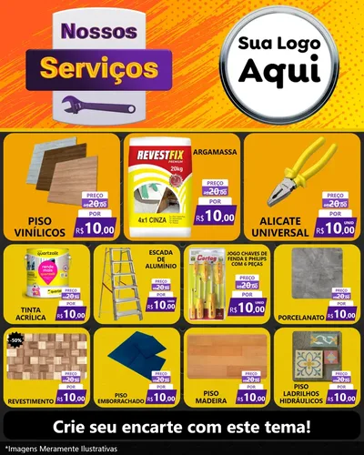 Modelo de Rede Social para Feed Instagram com o tema Nossos Serviços para Material para Construção