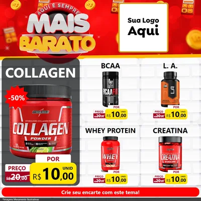 Modelo de Rede Social para Feed Facebook com o tema Mais Barato para Suplementos alimentares