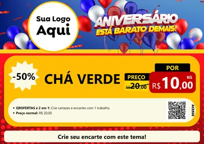 Modelo de Cartaz para Cartaz A4 Horizontal com o tema Aniversário para Produtos Naturais