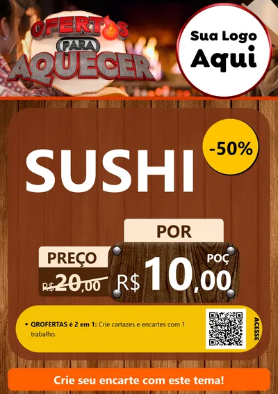 Modelo de Cartaz para Cartaz A4 Vertical com o tema Ofertas Para Aquecer para Comida japonesa