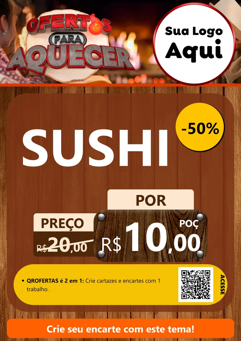 Modelo de Cartaz para Cartaz A4 Vertical com o tema Ofertas Para Aquecer para Comida japonesa