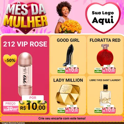 Modelo de Rede Social para Feed Facebook com o tema Mês da Mulher para Perfumes