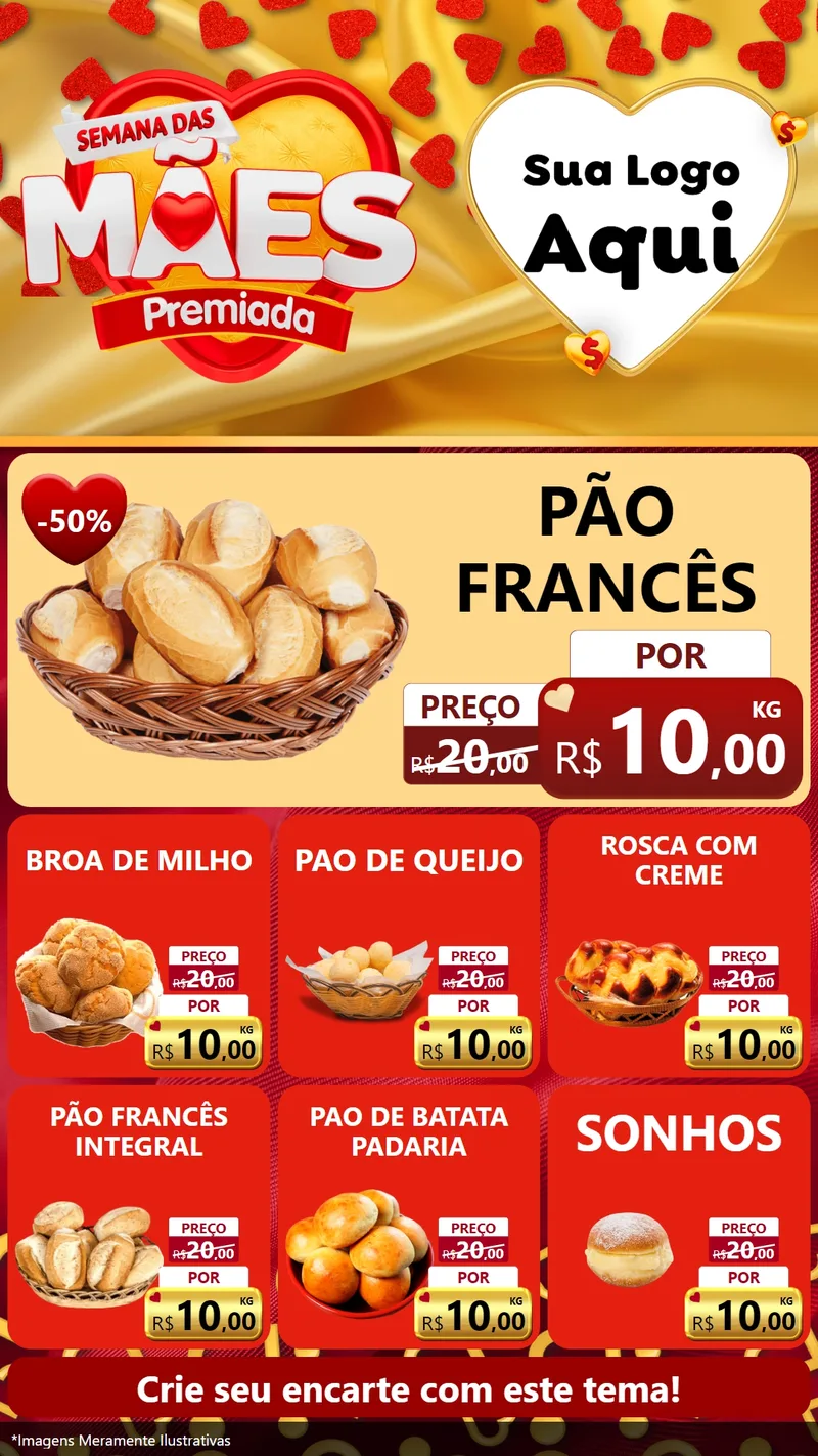 Modelo de Rede Social para Stories com o tema Semana das Mães Premiada para Padaria