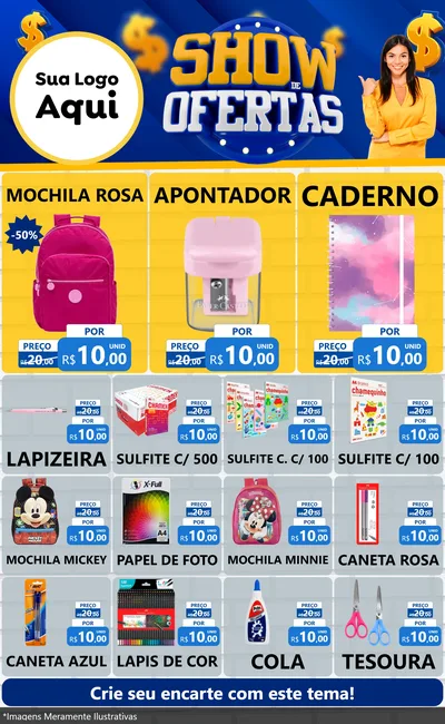 Modelo de Encarte para Encarte Grande com o tema Show de Ofertas para Papelaria