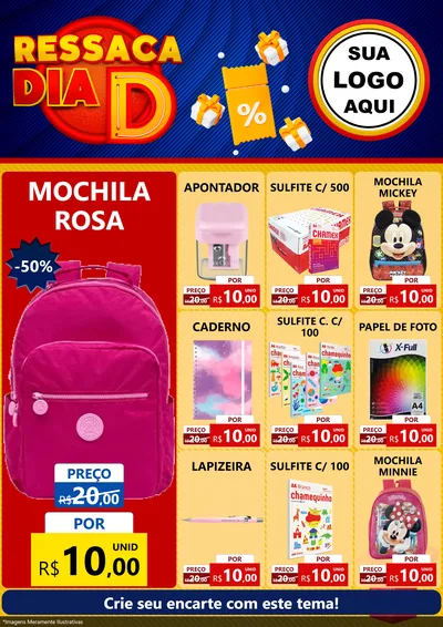 Modelo de Encarte para Encarte A4 Vertical com o tema Ressaca Dia D para Papelaria