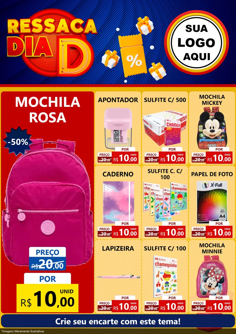 Modelo de Encarte para Encarte A4 Vertical com o tema Ressaca Dia D para Papelaria