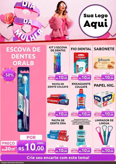 Modelo de Encarte para Encarte A4 Vertical com o tema Dia da Mulher para Higiene Pessoal