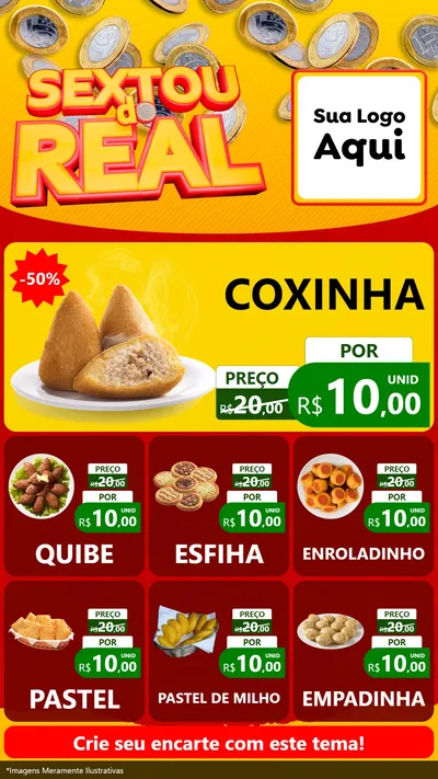 Modelo de Rede Social para Stories com o tema Sextou do Real para Salgadaria