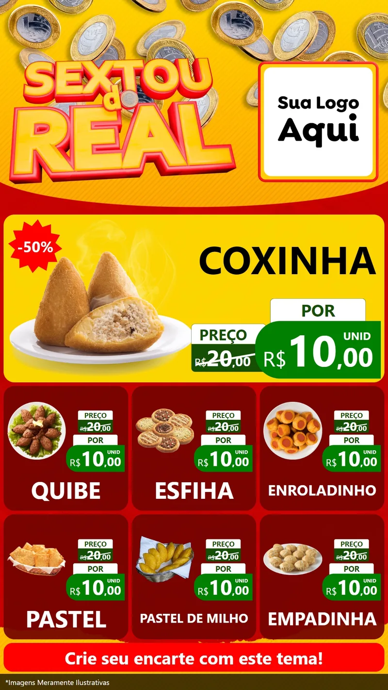 Modelo de Rede Social para Stories com o tema Sextou do Real para Salgadaria