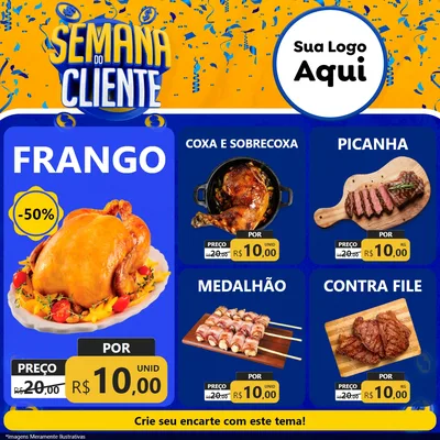 Modelo de Rede Social para Feed Facebook com o tema Semana do Cliente para Assados