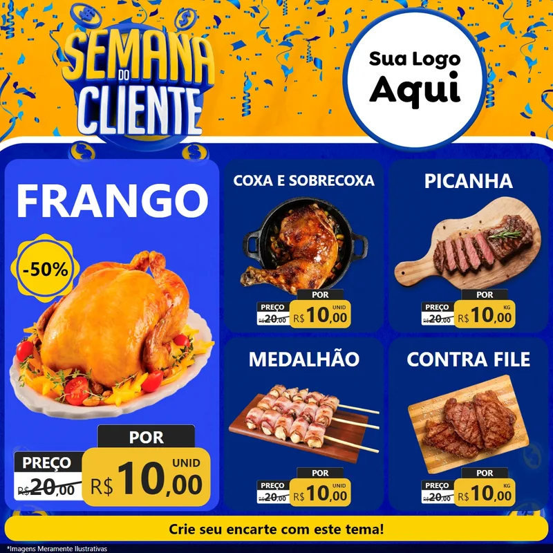 Modelo de Rede Social para Feed Facebook com o tema Semana do Cliente para Assados