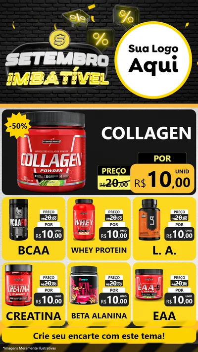 Modelo de Rede Social para Stories com o tema Setembro Imbatível para Suplementos alimentares