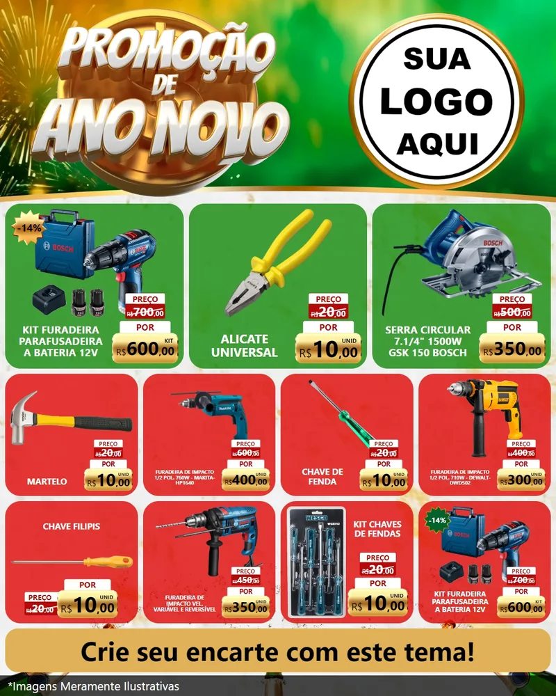 Modelo de Rede Social para Feed Instagram com o tema Promoção de Ano Novo para Maquinas e Ferramentas