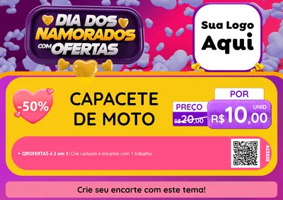 Modelo de Cartaz para Cartaz A4 Horizontal com o tema Dia Dos Namorados Com Ofertas para Moto peças