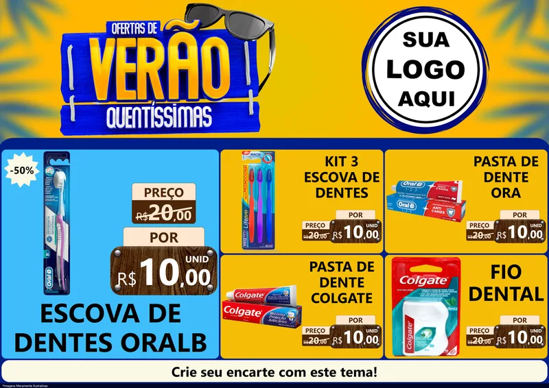 Modelo de Encarte para Encarte A4 Horizontal com o tema Ofertas de Verão Quentíssimas para Higiene Pessoal