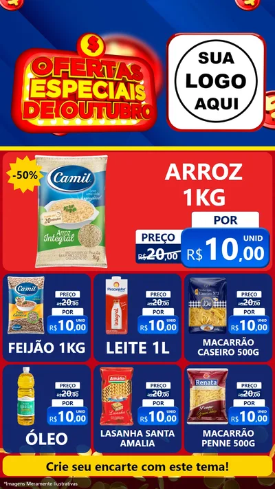 Modelo de Rede Social para Stories com o tema Ofertas Especiais de Outubro para Supermercado