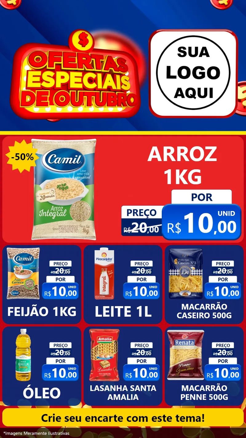 Modelo de Rede Social para Stories com o tema Ofertas Especiais de Outubro para Supermercado