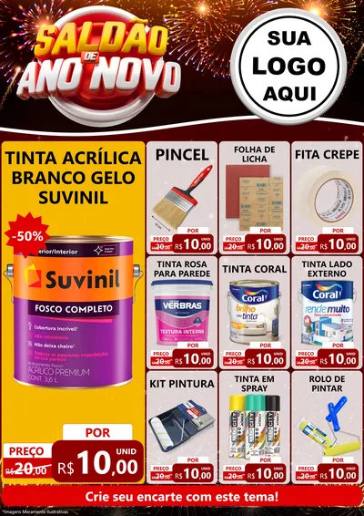 Modelo de Encarte para Encarte A4 Vertical com o tema Saldão de Ano Novo para Tintas e Ferramentas