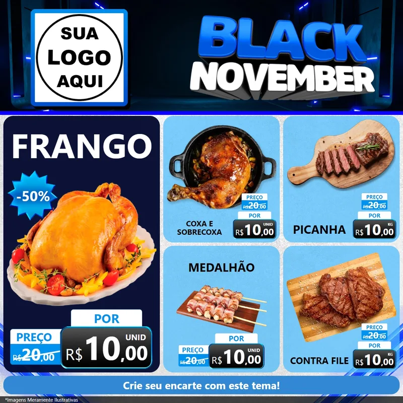 Modelo de Rede Social para Feed Facebook com o tema Black November para Assados