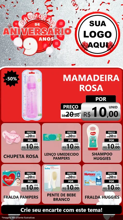 Modelo de Rede Social para Stories com o tema Promoção de Aniversário - 9 Anos para Bebês