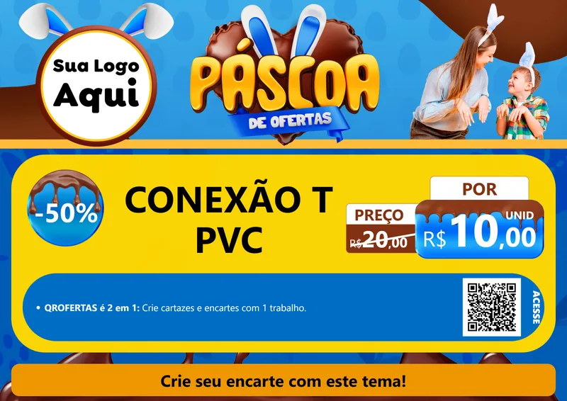 Modelo de Cartaz para Cartaz A4 Horizontal com o tema Páscoa de Ofertas para Tubos e conexões
