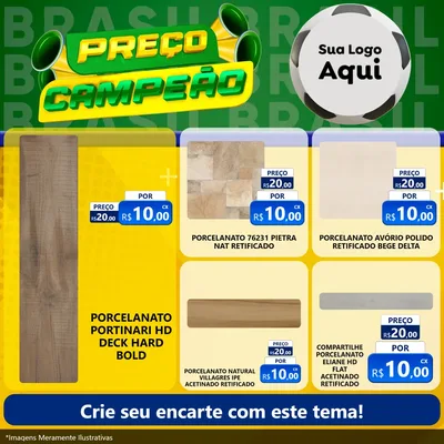 Modelo de Rede Social para Feed Facebook com o tema Preço Campeão - Copa para Pisos e revestimentos