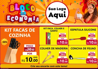 Modelo de Encarte para Encarte A4 Horizontal com o tema Bloco da Economia para Utilidades Domésticas