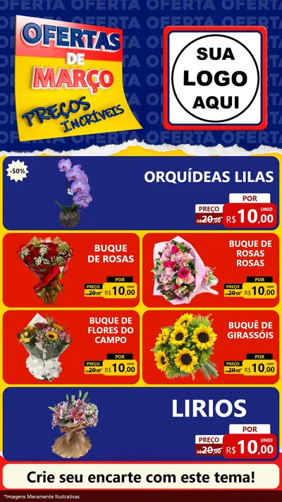 Modelo de TV para TV Vertical com o tema Ofertas de Março - Preços Incríveis para Floricultura e jardim