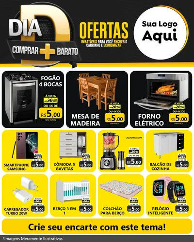 Modelo de Rede Social para Feed Instagram com o tema Dia D Mais Economia para Móveis e Eletro