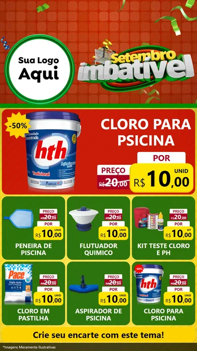 Modelo de Rede Social para Stories com o tema Setembro Imbatível para Produtos para Piscina