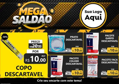Modelo de Encarte para Encarte A4 Horizontal com o tema Mega Saldão para Embalagens