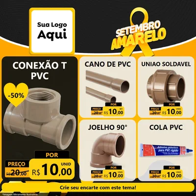Modelo de Rede Social para Feed Facebook com o tema Setembro Amarelo para Tubos e conexões