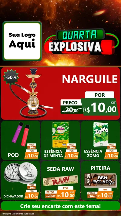 Modelo de Rede Social para Stories com o tema Quarta Explosiva para Tabacaria