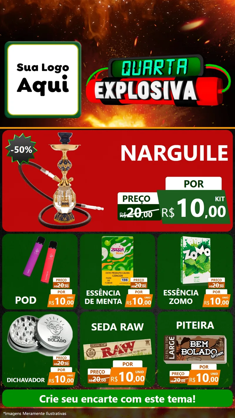 Modelo de Rede Social para Stories com o tema Quarta Explosiva para Tabacaria
