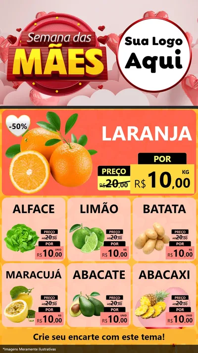 Modelo de Rede Social para Stories com o tema Semana das Mães para Hortifrúti