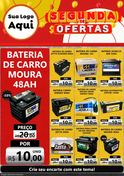 Modelo de Encarte para Encarte A4 Vertical com o tema Segunda de Ofertas para Baterias Elétricas